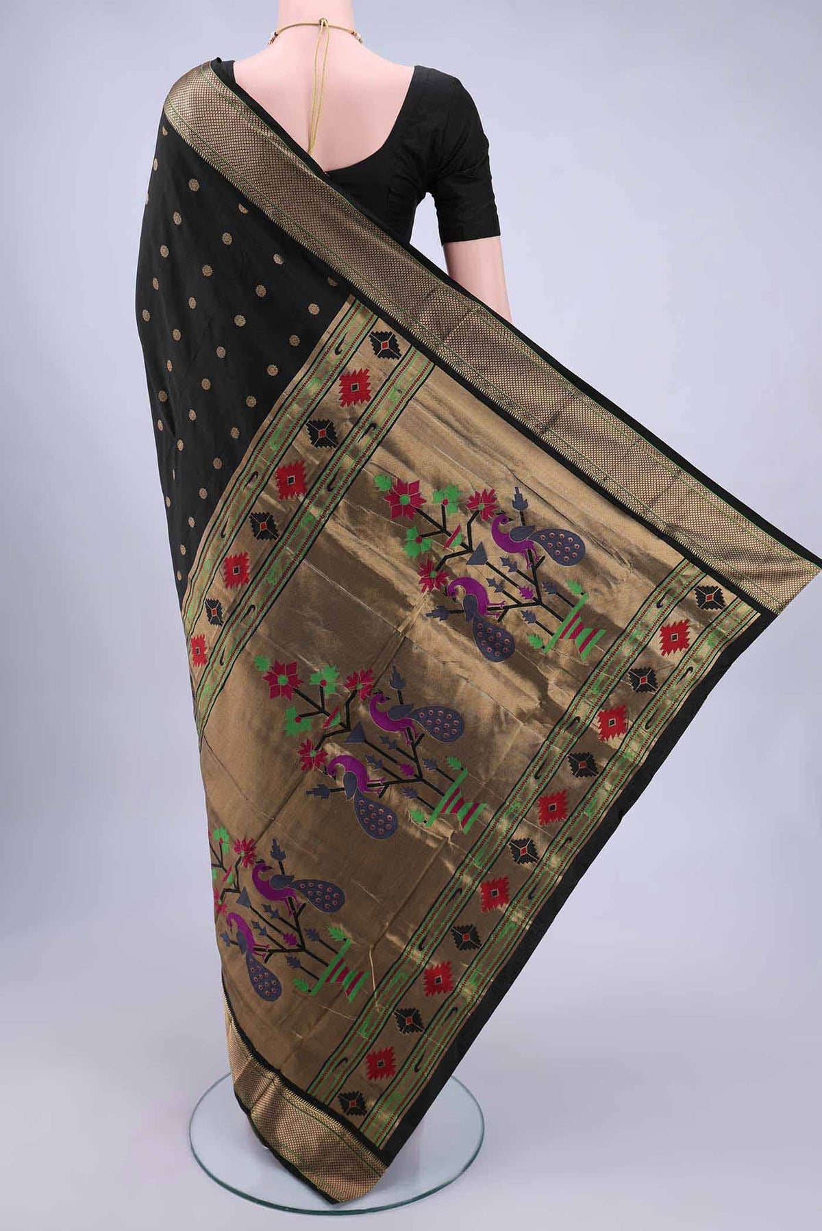 Black Blended Bangalore Silk Saree