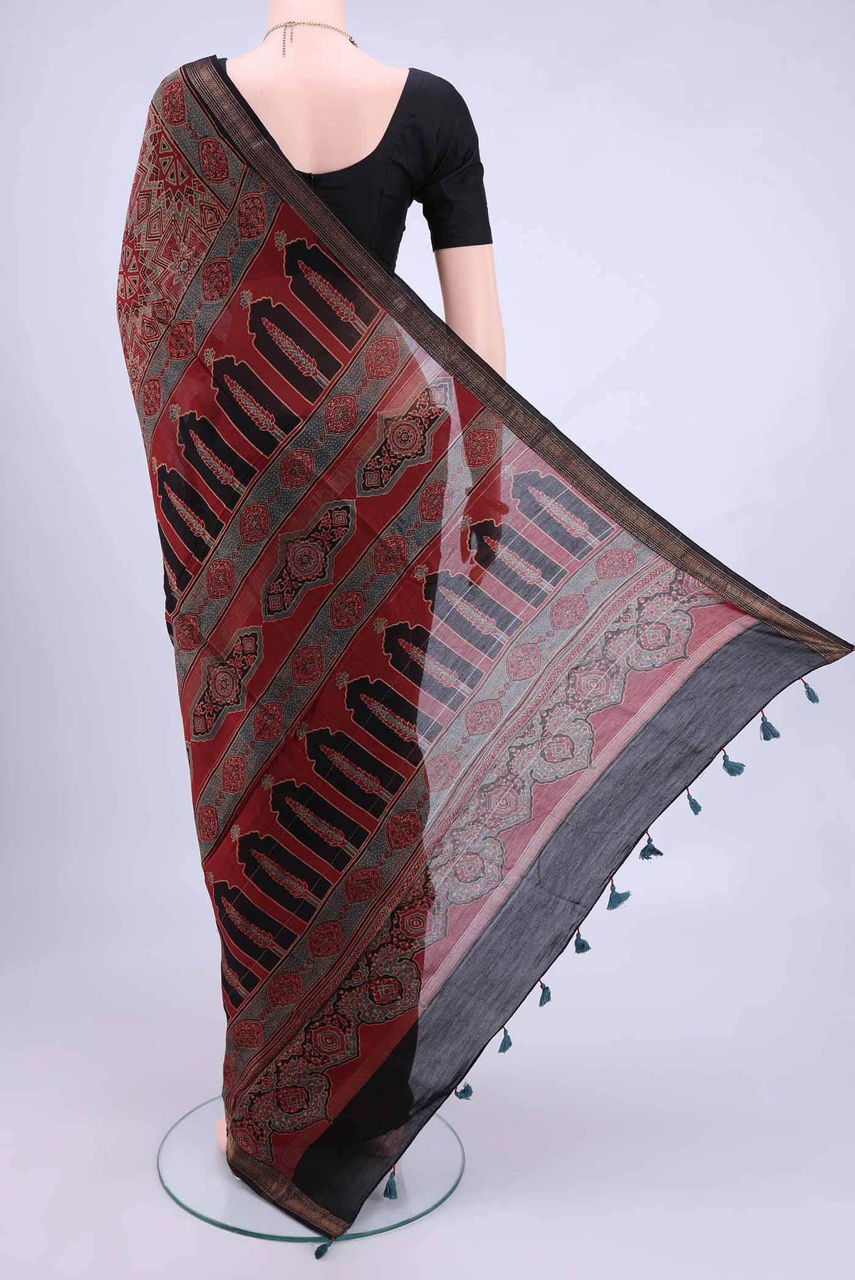 Maroon Chanderi Silk Cotton Saree