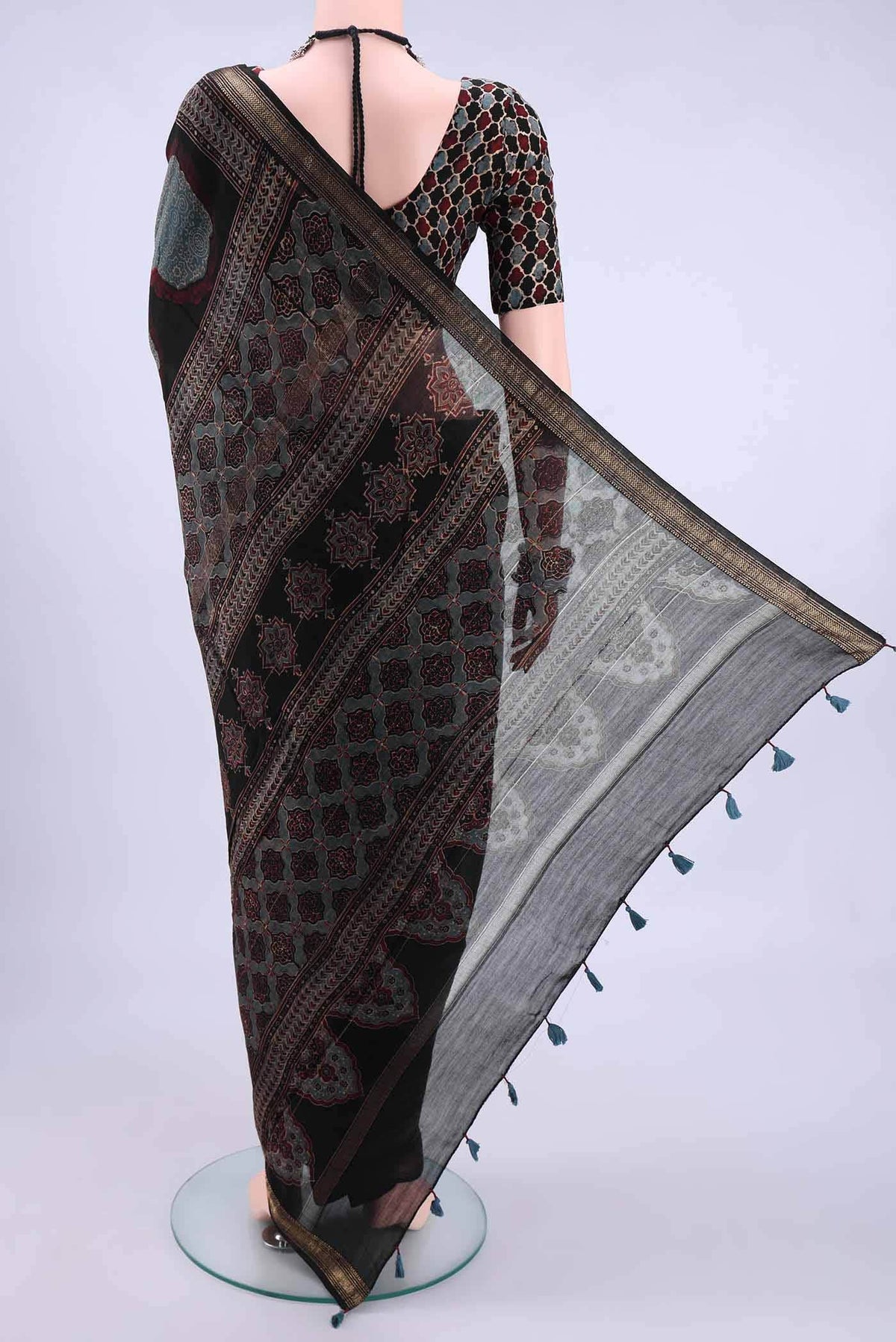 Black Chanderi Silk Cotton Saree
