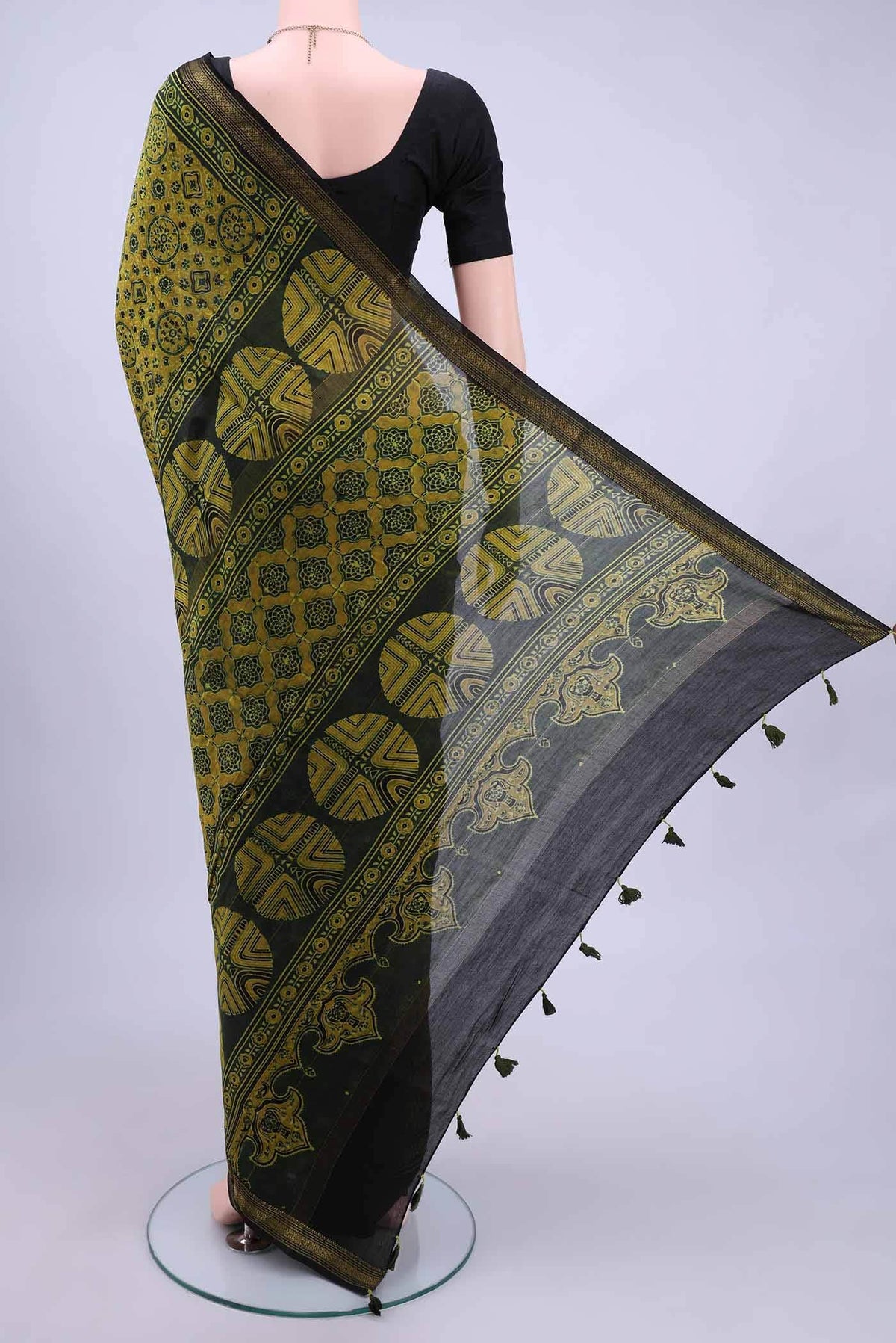 Green Chanderi Silk Cotton Saree