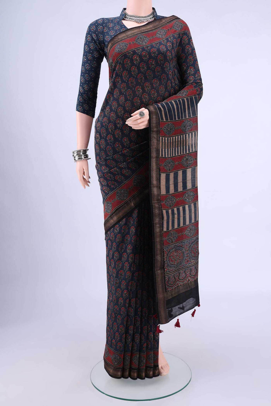 Blue Chanderi Silk Cotton Saree