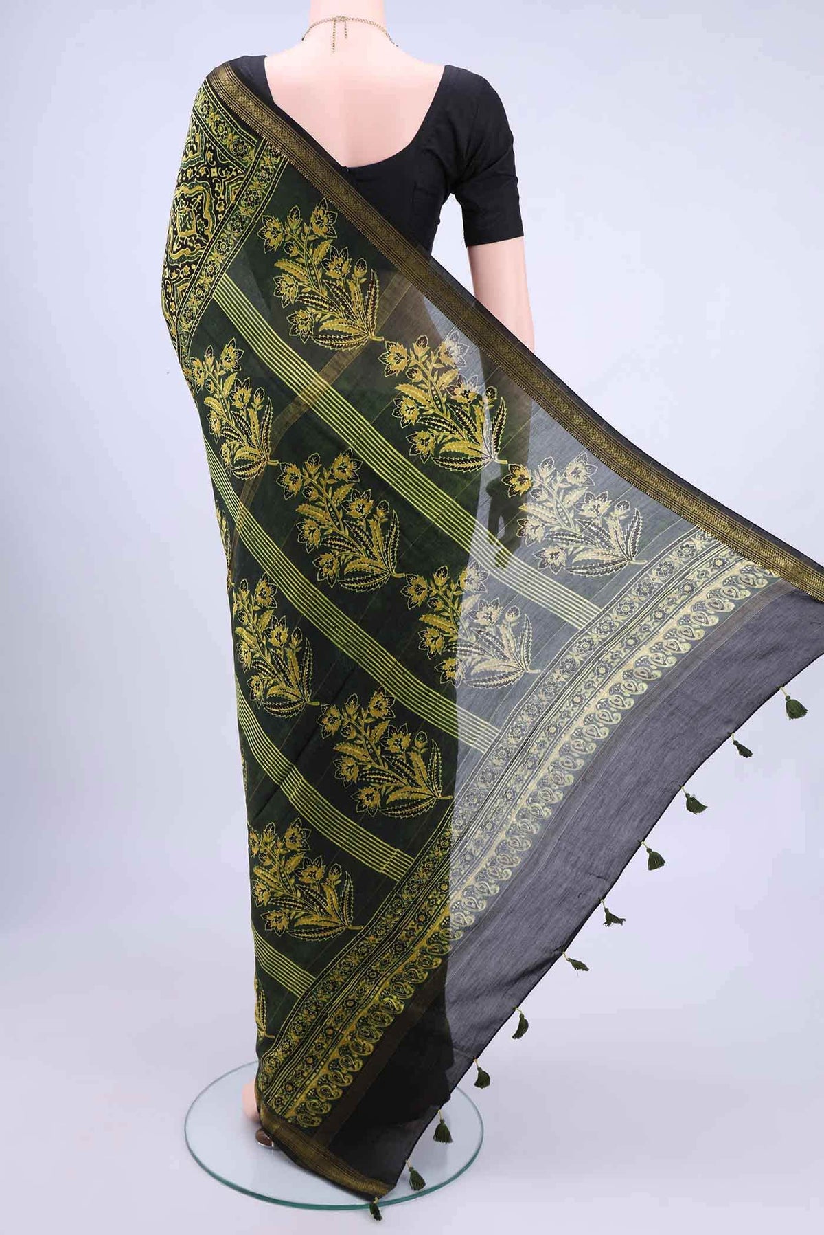 Green Chanderi Silk Cotton Saree