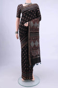 Black Chanderi Silk Cotton Saree