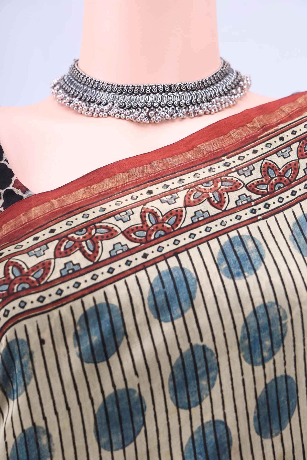 Beige Chanderi Silk Cotton Saree