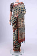 Beige Chanderi Silk Cotton Saree