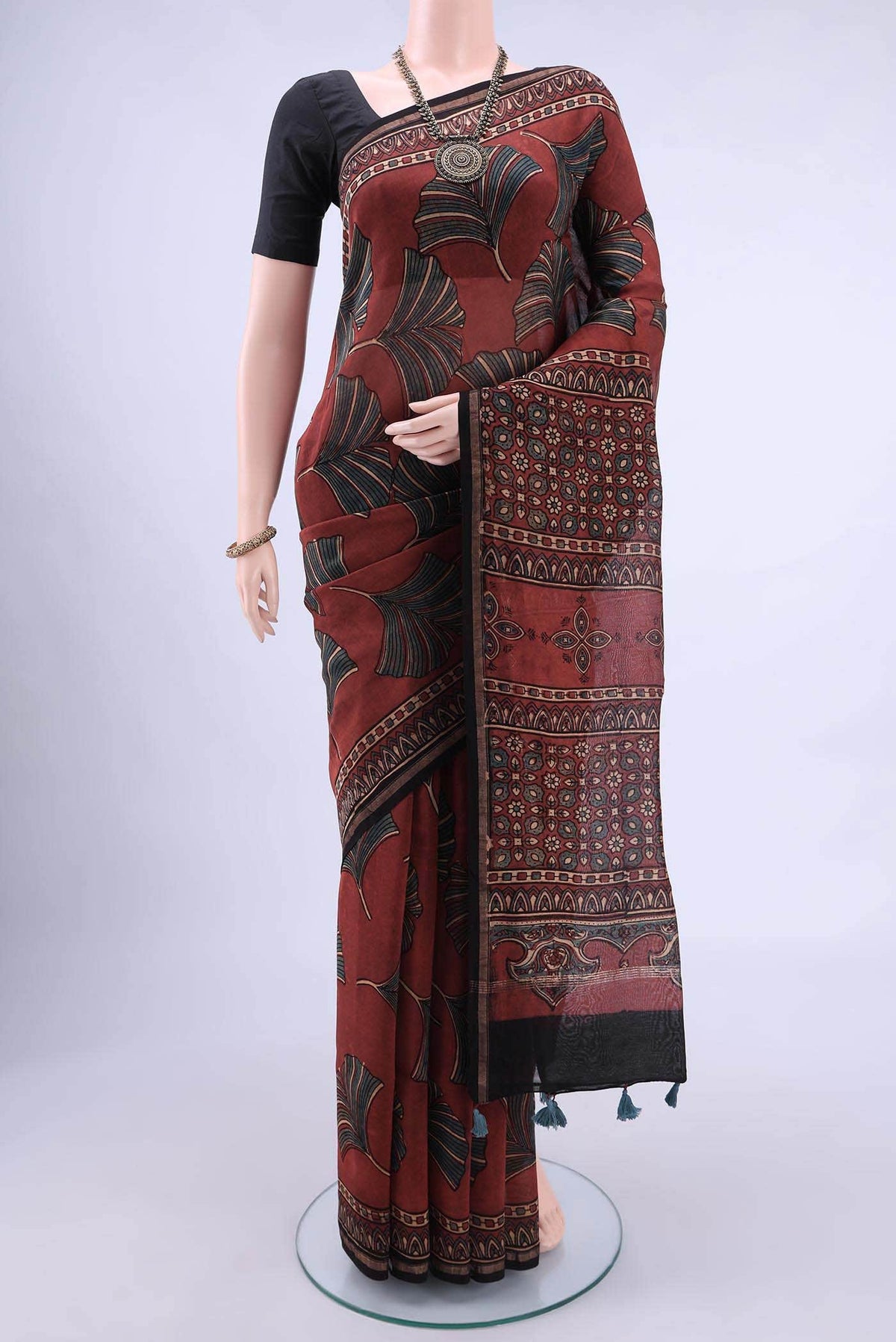 Maroon Chanderi Silk Cotton Saree