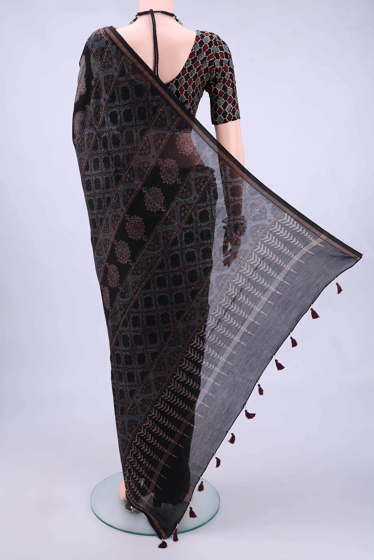 Black Chanderi Silk Cotton Saree