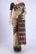 Beige Chanderi Silk Cotton Saree