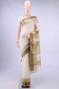 Off White Blended Maheshwari Silk Cotton Saree