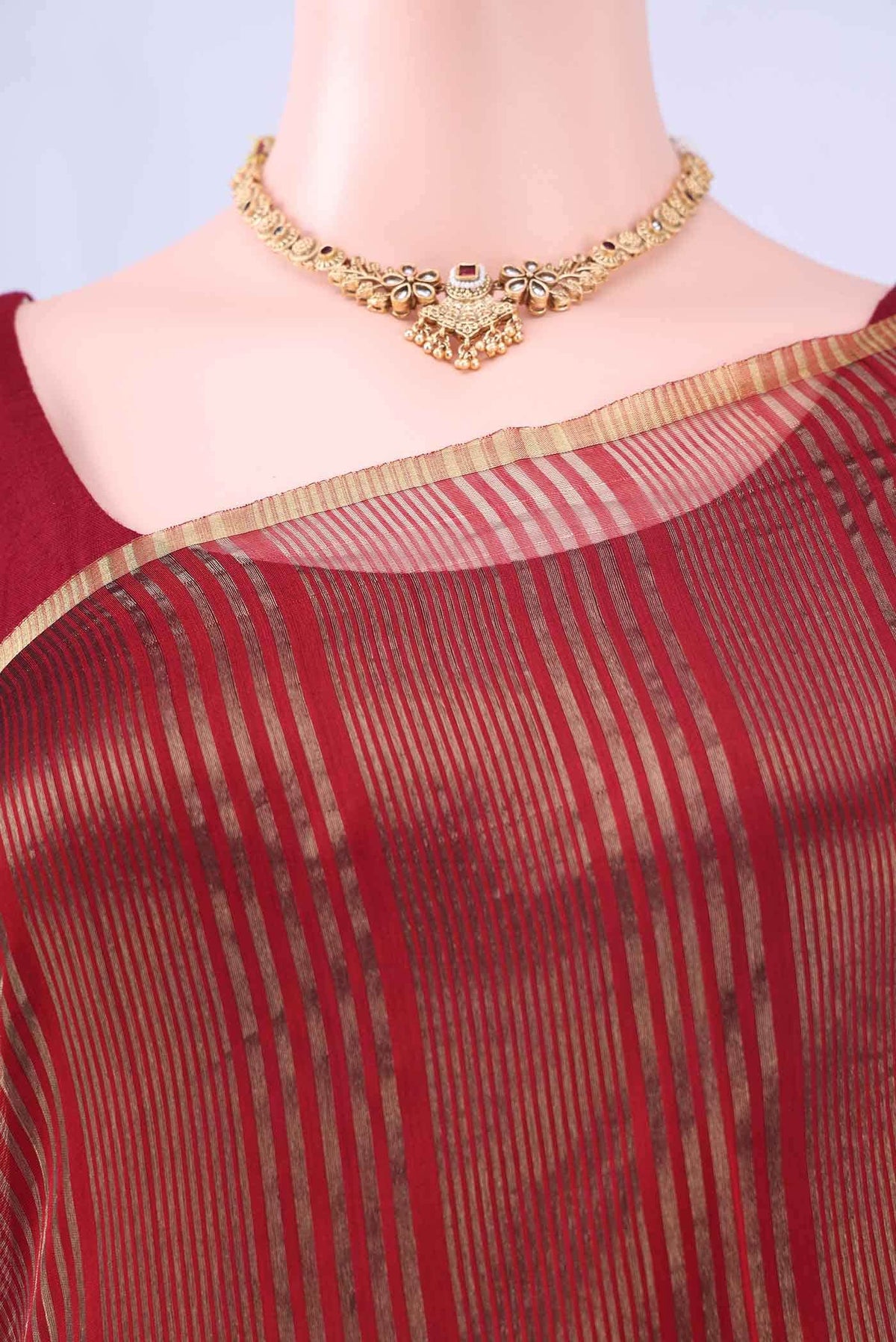 Maroon Maheshwari Silk Cotton Saree
