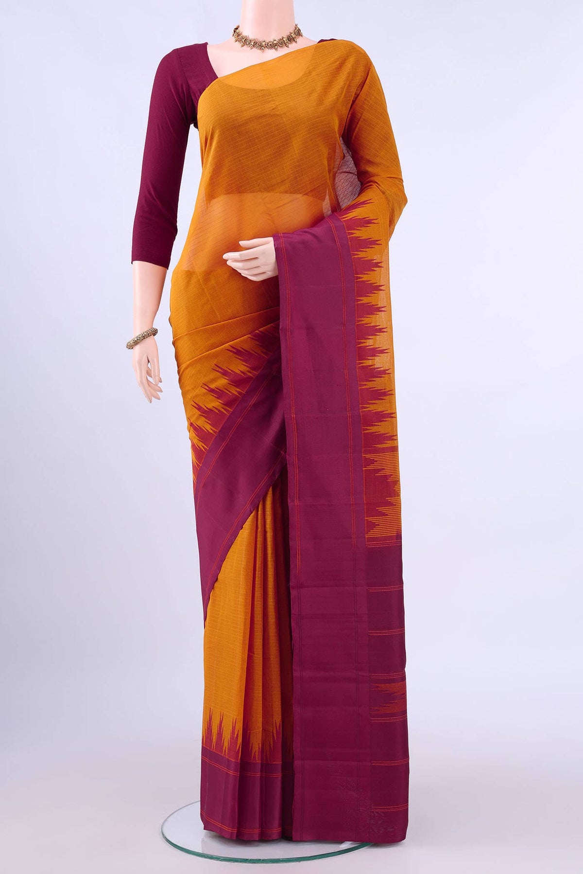 Mustard Kanchi Cotton Saree