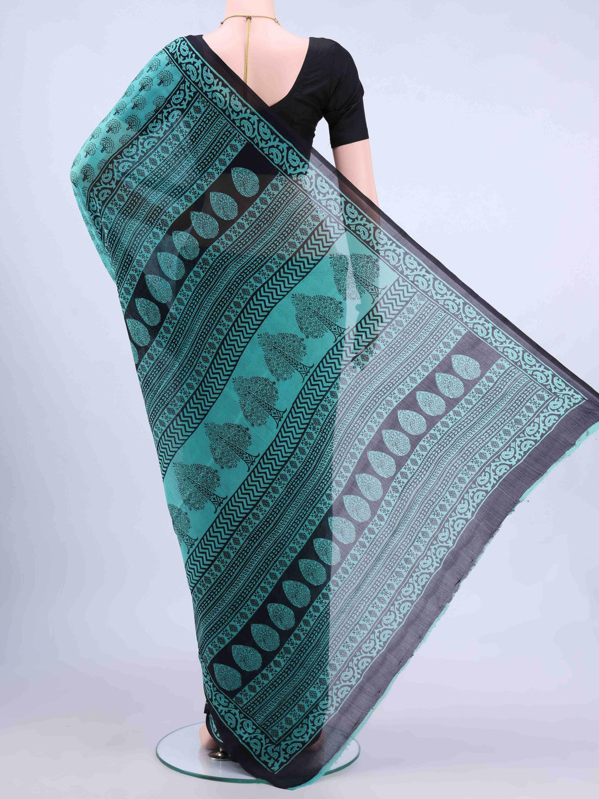 Blue Mysore Crepe Saree