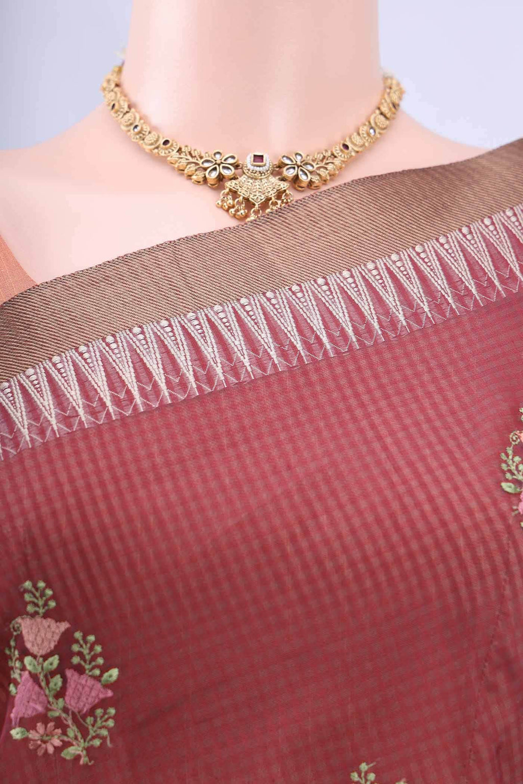 Maroon Kota Cotton Saree