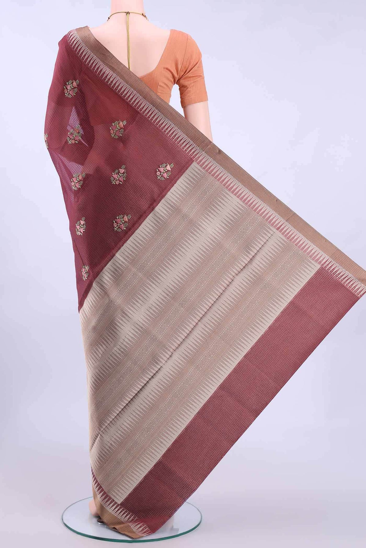 Maroon Kota Cotton Saree