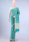 Sky Blue Bengal Cotton - Tangail Saree