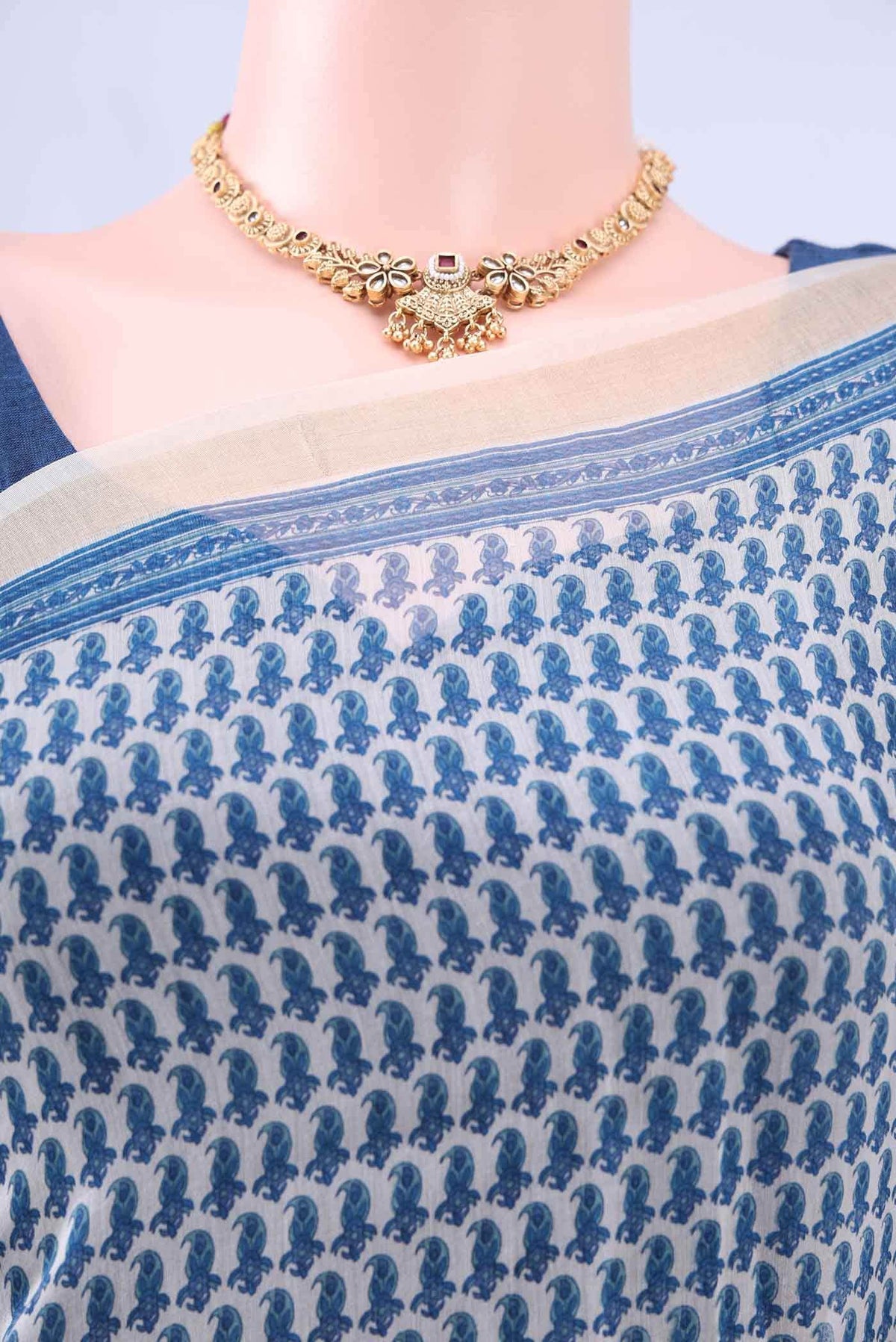 Off White Chanderi Silk Cotton Saree