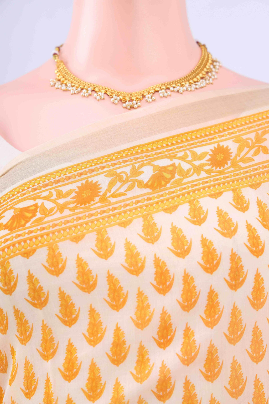 Off White Chanderi Silk Cotton Saree