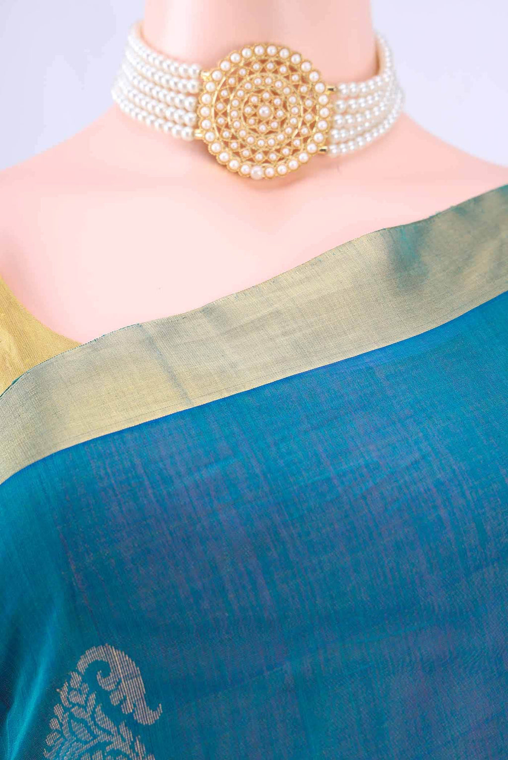 Dark Blue Kora Cotton Saree
