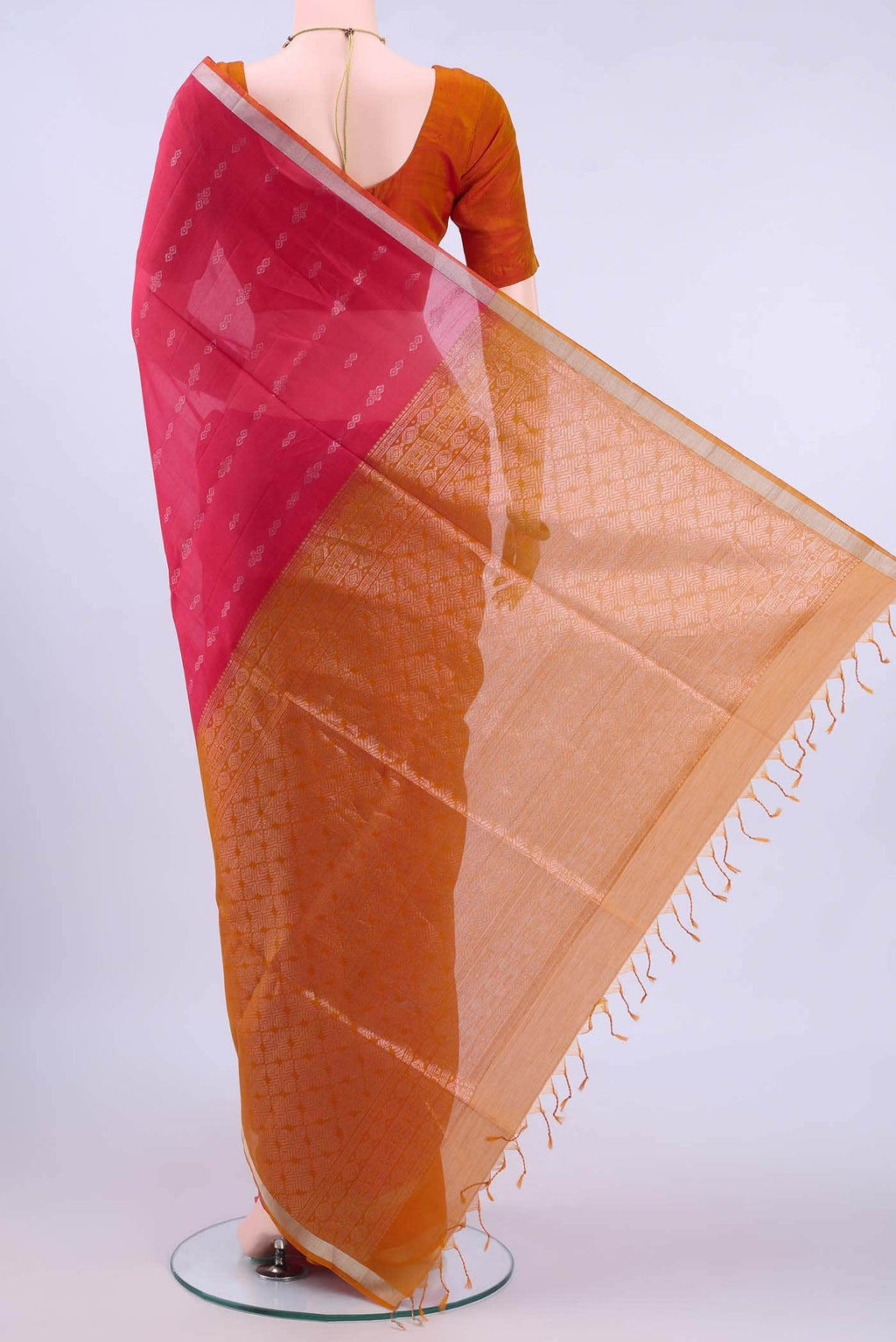 Imperial Pink Kora Cotton Saree