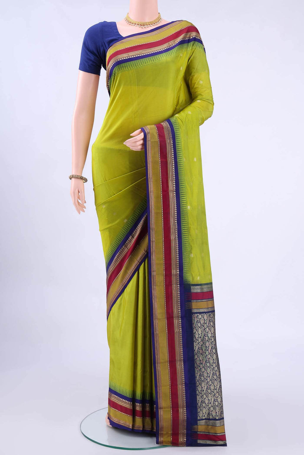 Parrot Green Bangalore Silk Saree