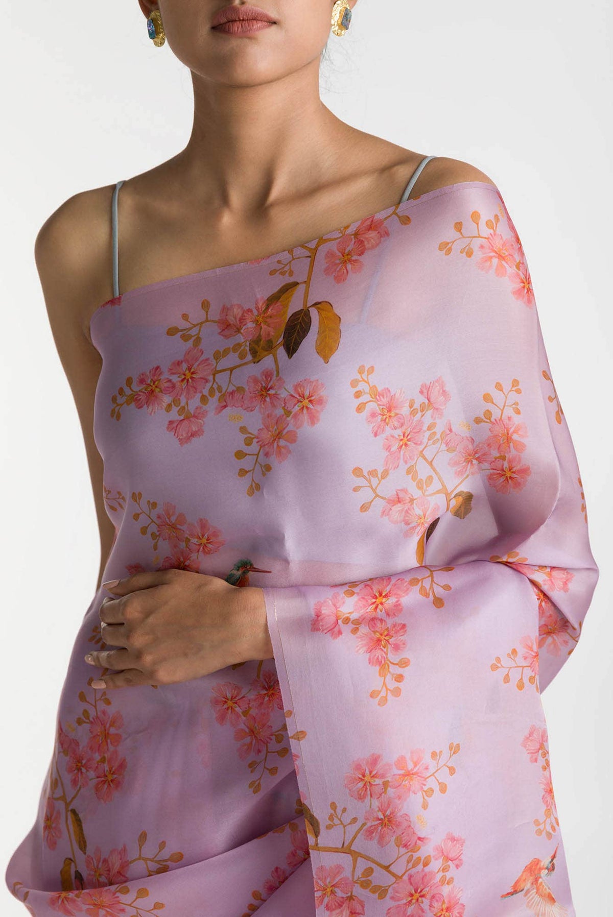 Kingfisher Lovers Lilac Satin Organza Saree