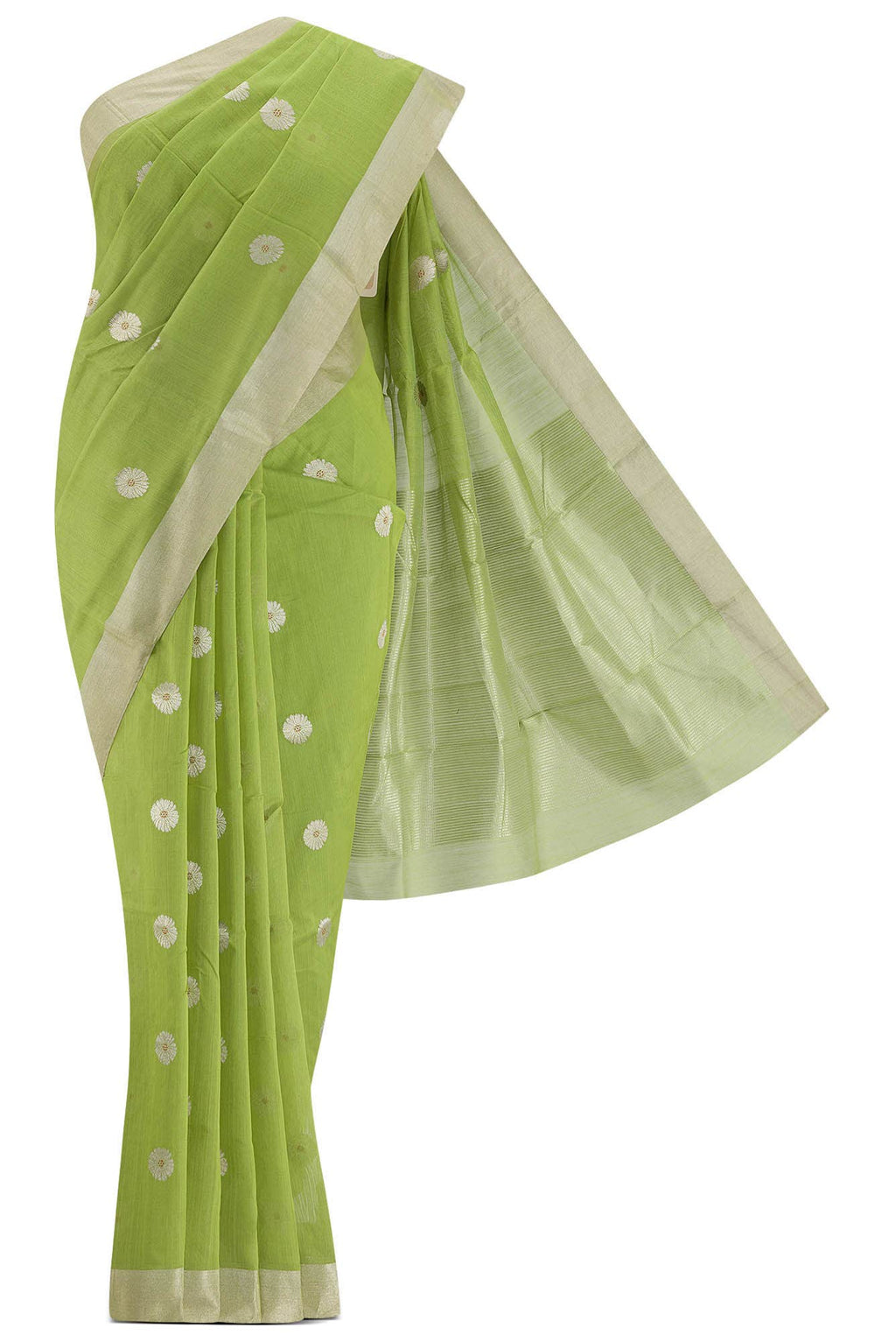 Navya  Green Chanderi Silk Cotton Saree