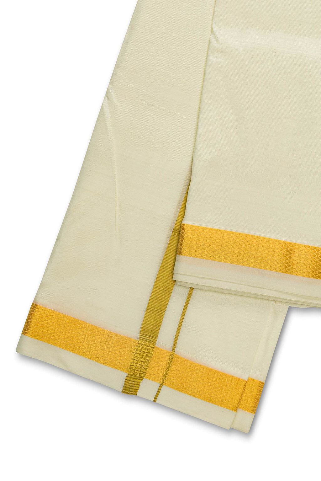 Cream Cream Art Silk Dhoti 8 Muzham
