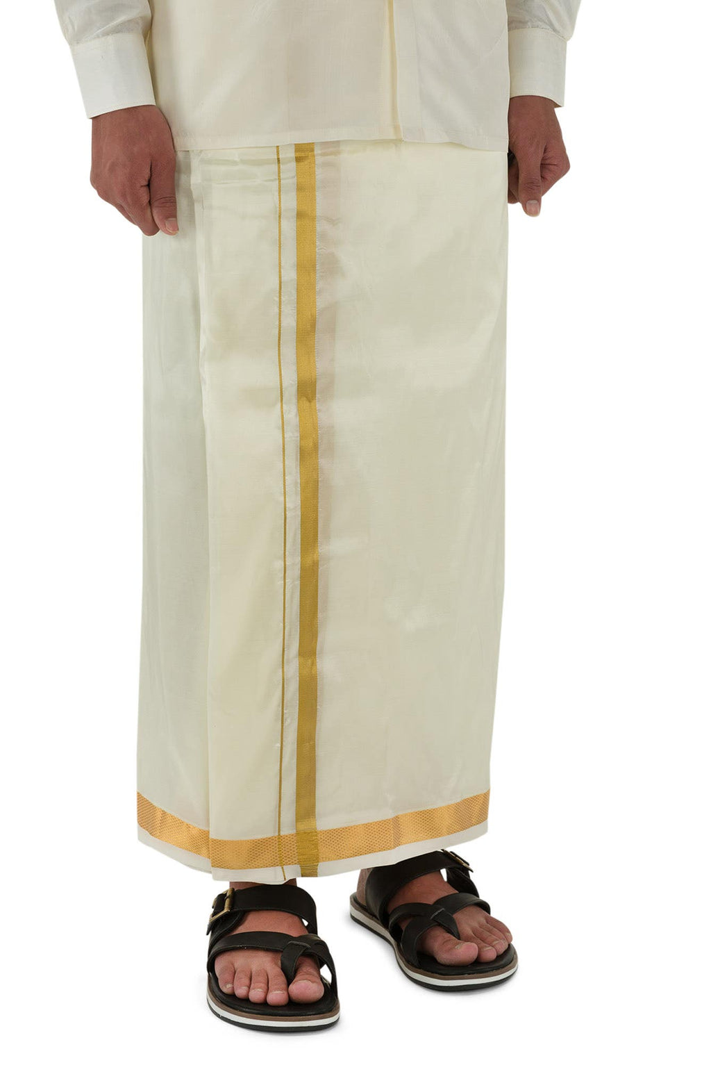 Cream Cream Art Silk Dhoti 8 Muzham