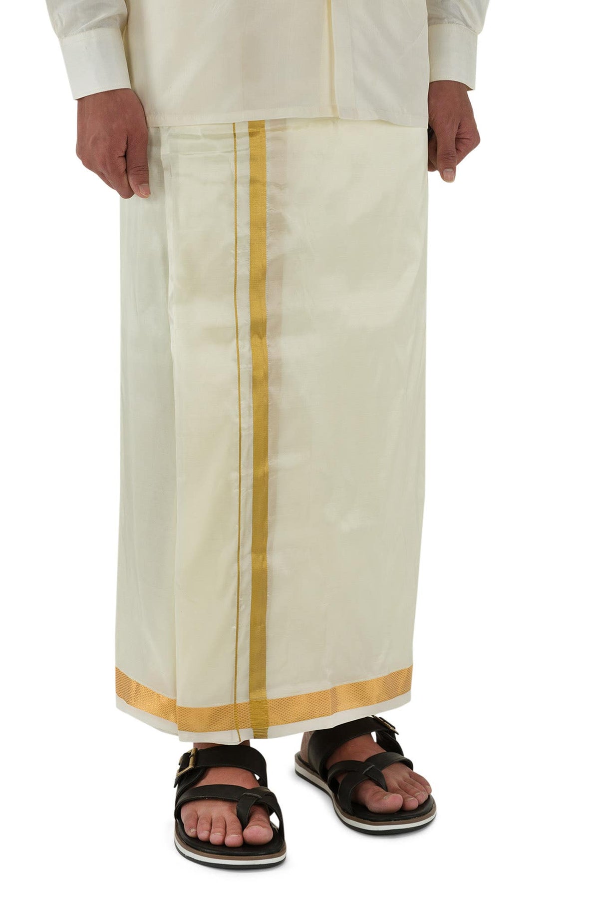 Cream Cream Art Silk Dhoti 8 Muzham