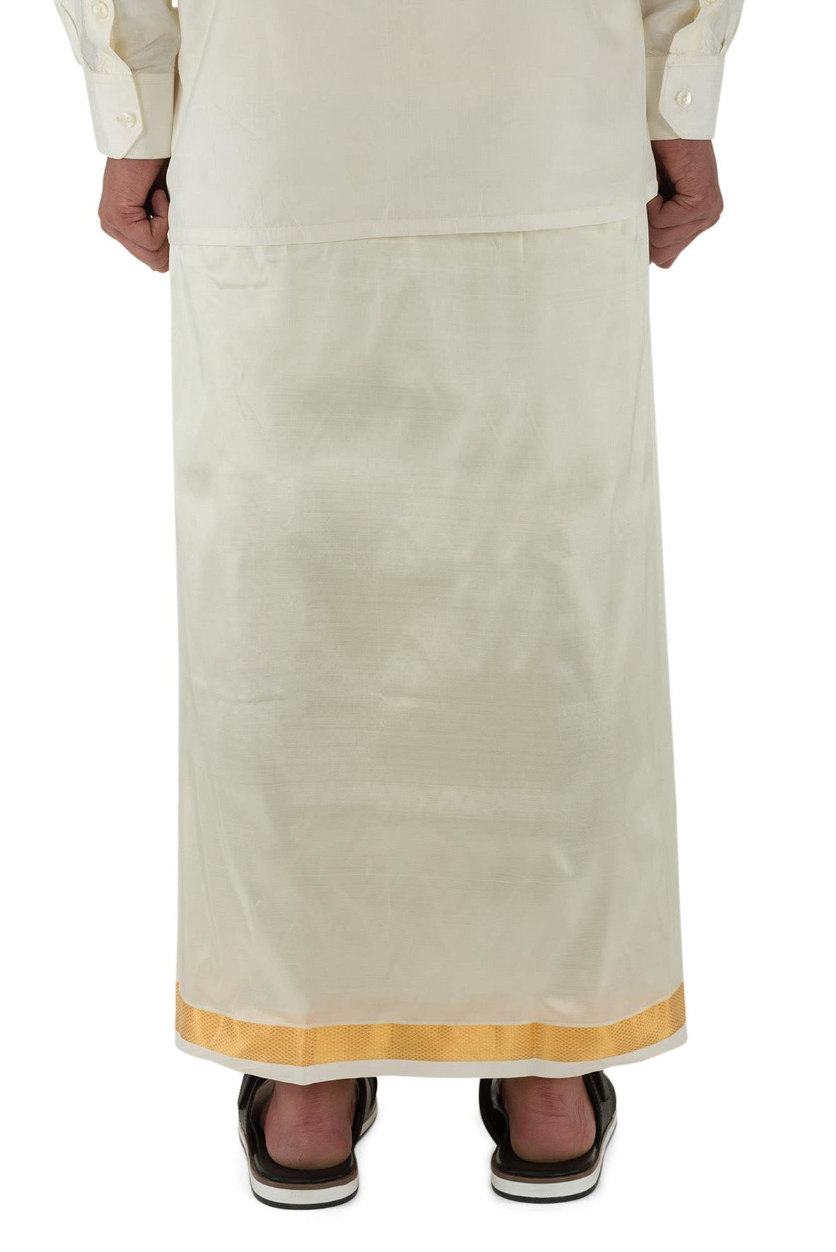 Cream Cream Art Silk Dhoti 8 Muzham