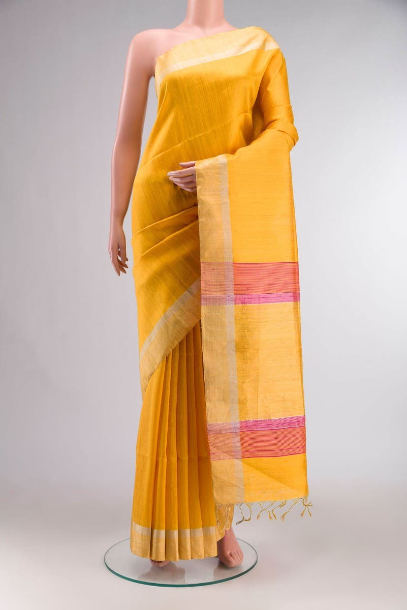 Yellow Raw Silk Saree