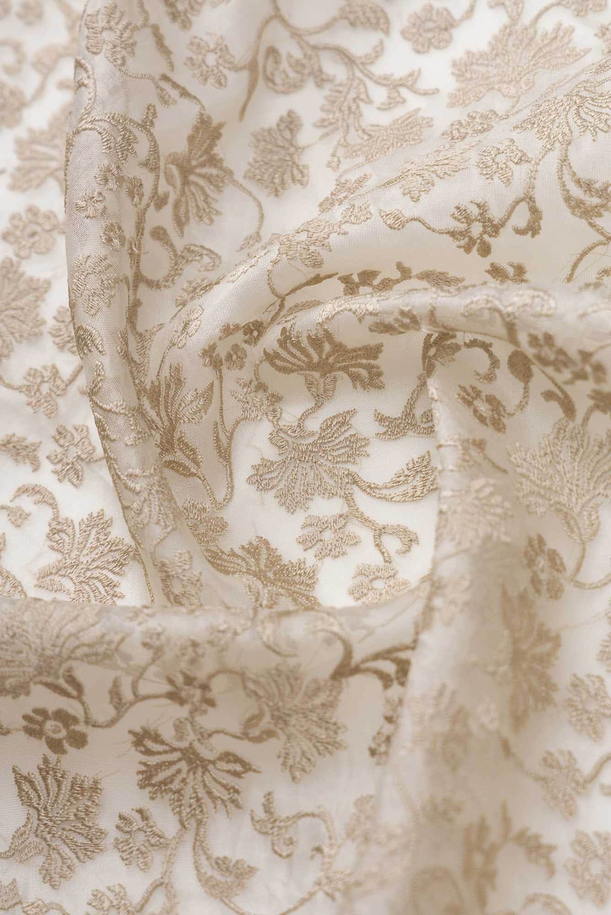 Iris waltz Cream floral design saree from Embroidered Romance Collection by Nalli