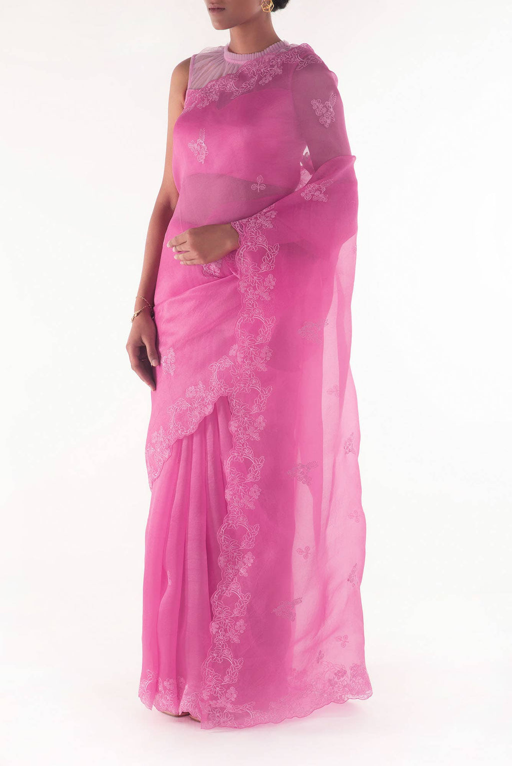 Day dreams Pink  floral design saree from Embroidered Romance Collection by Nalli
