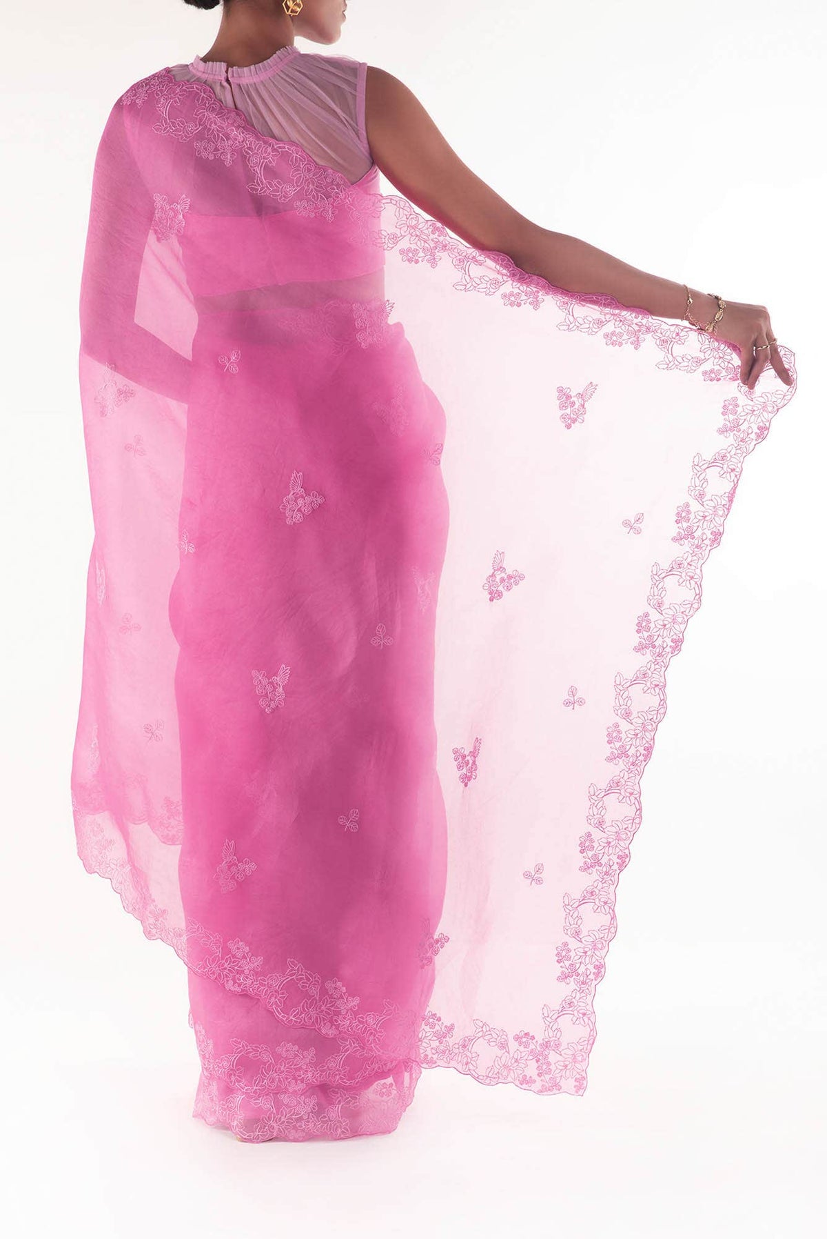 Day dreams Pink  floral design saree from Embroidered Romance Collection by Nalli