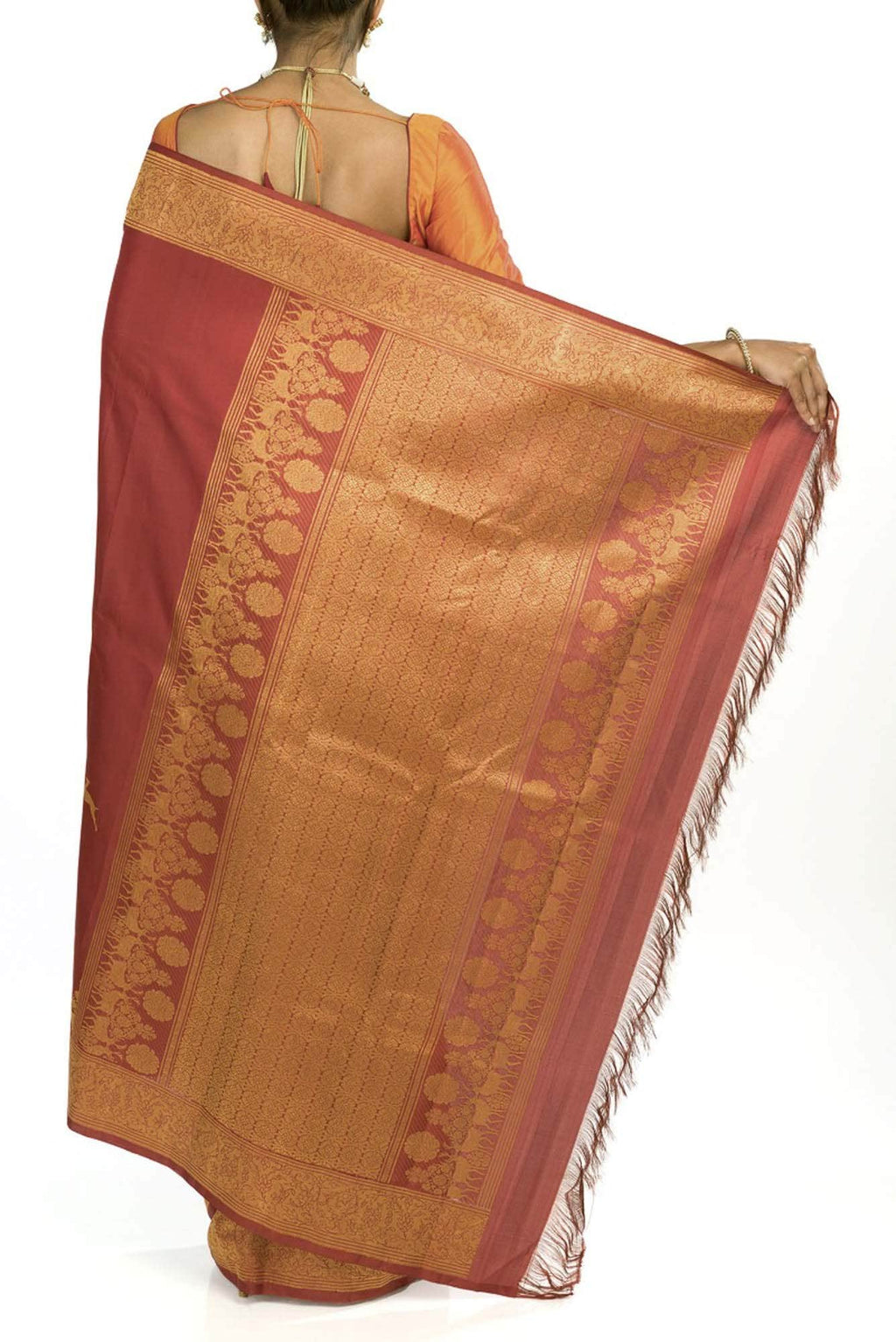 Mrignayani-Rust Kanchipuram Silk Saree