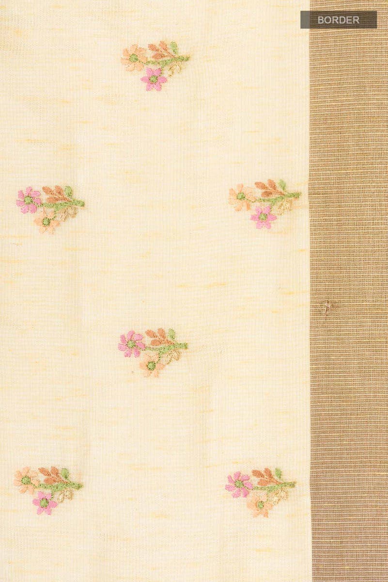Yellow Blended Cotton Saree
