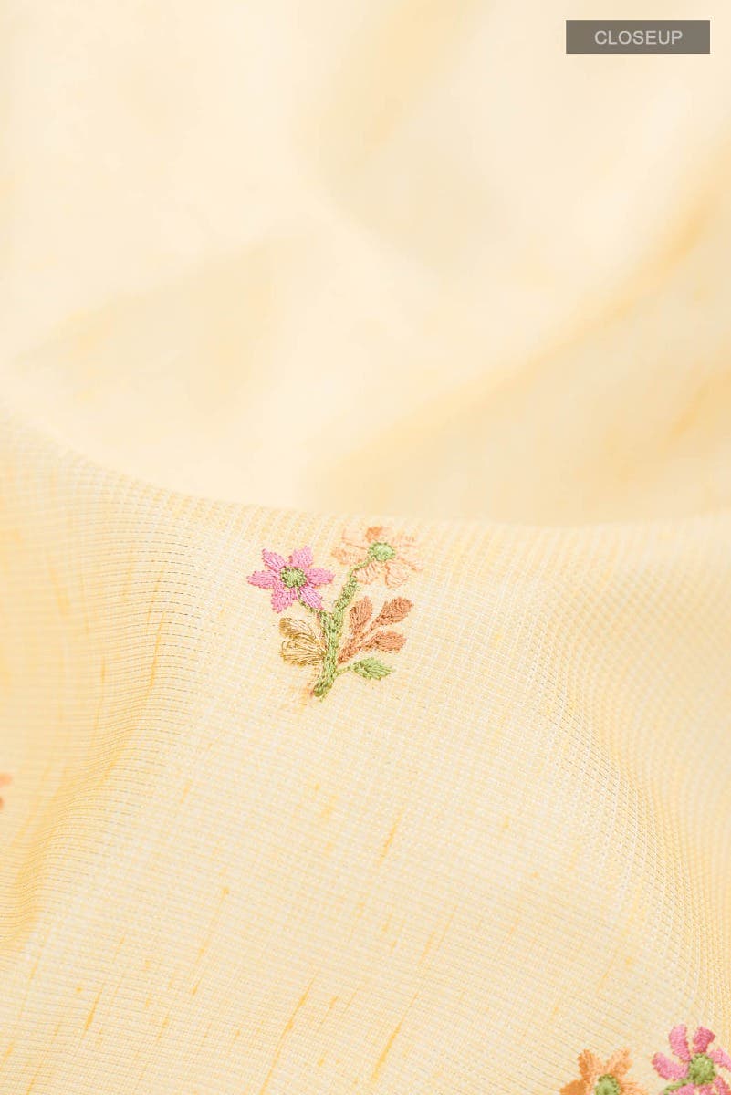 Yellow Blended Cotton Saree