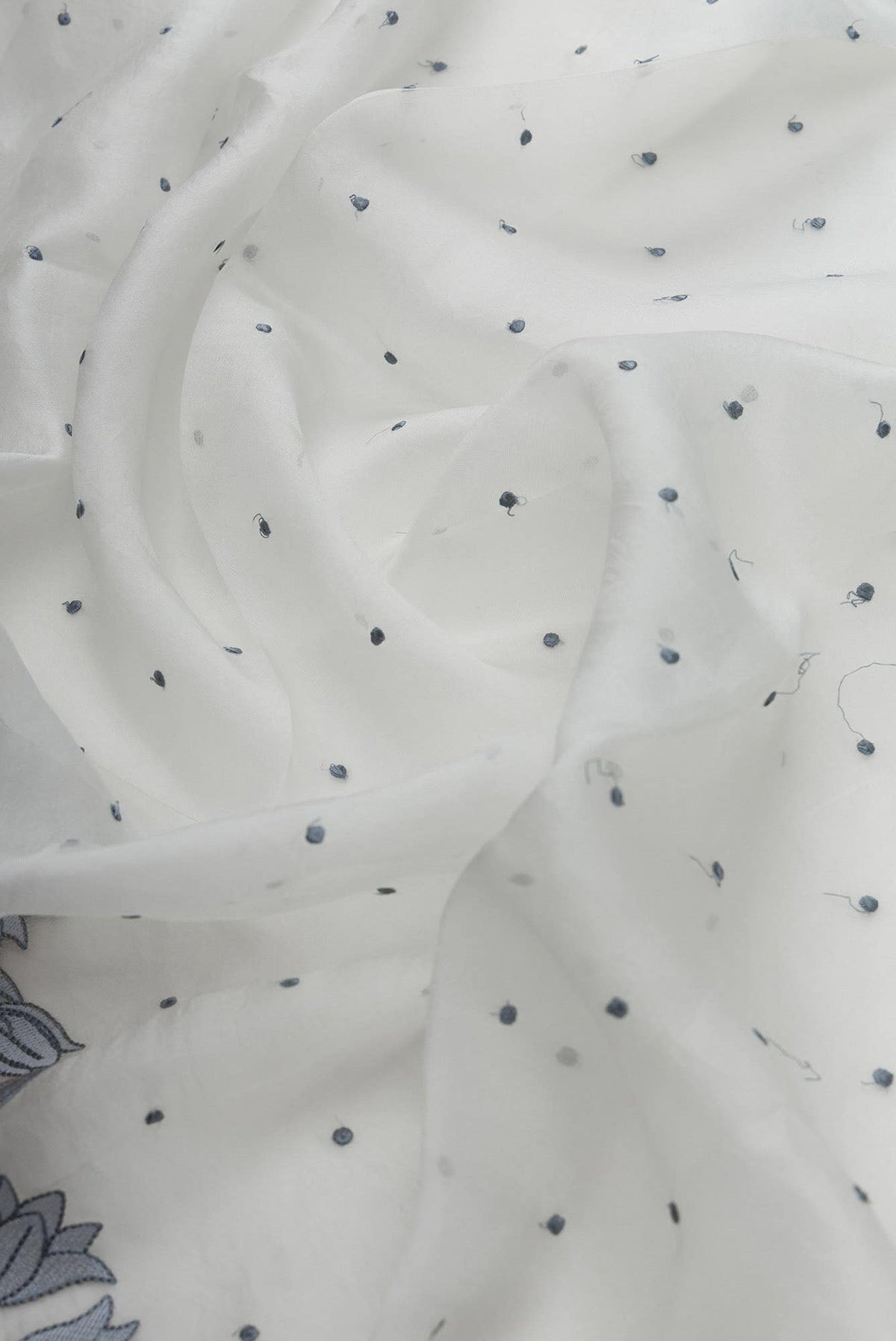Piety of a Lili White floral design saree from Embroidered Romance Collection by Nalli