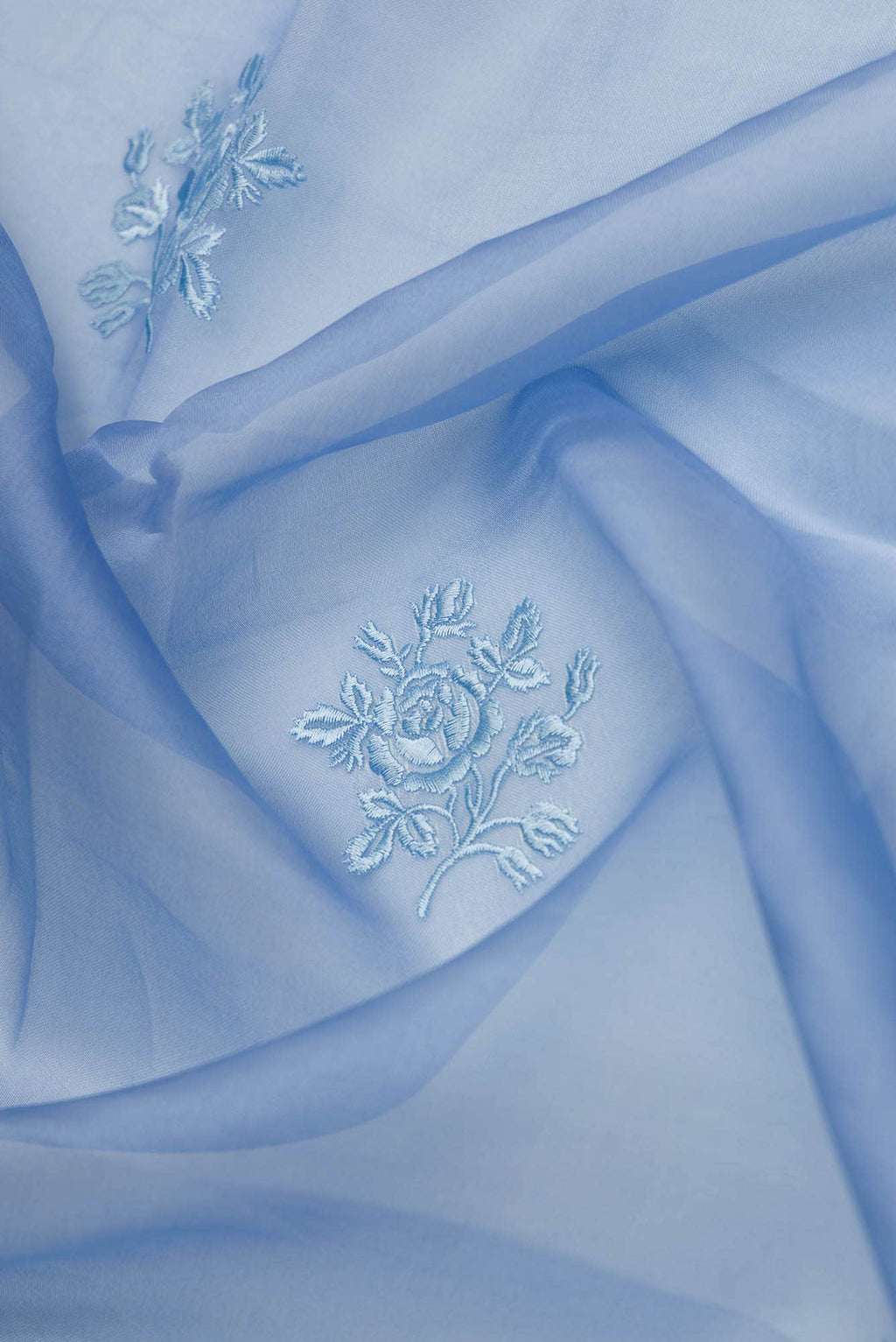Romance of the Roses Blue floral design saree from Embroidered Romance Collection by Nalli