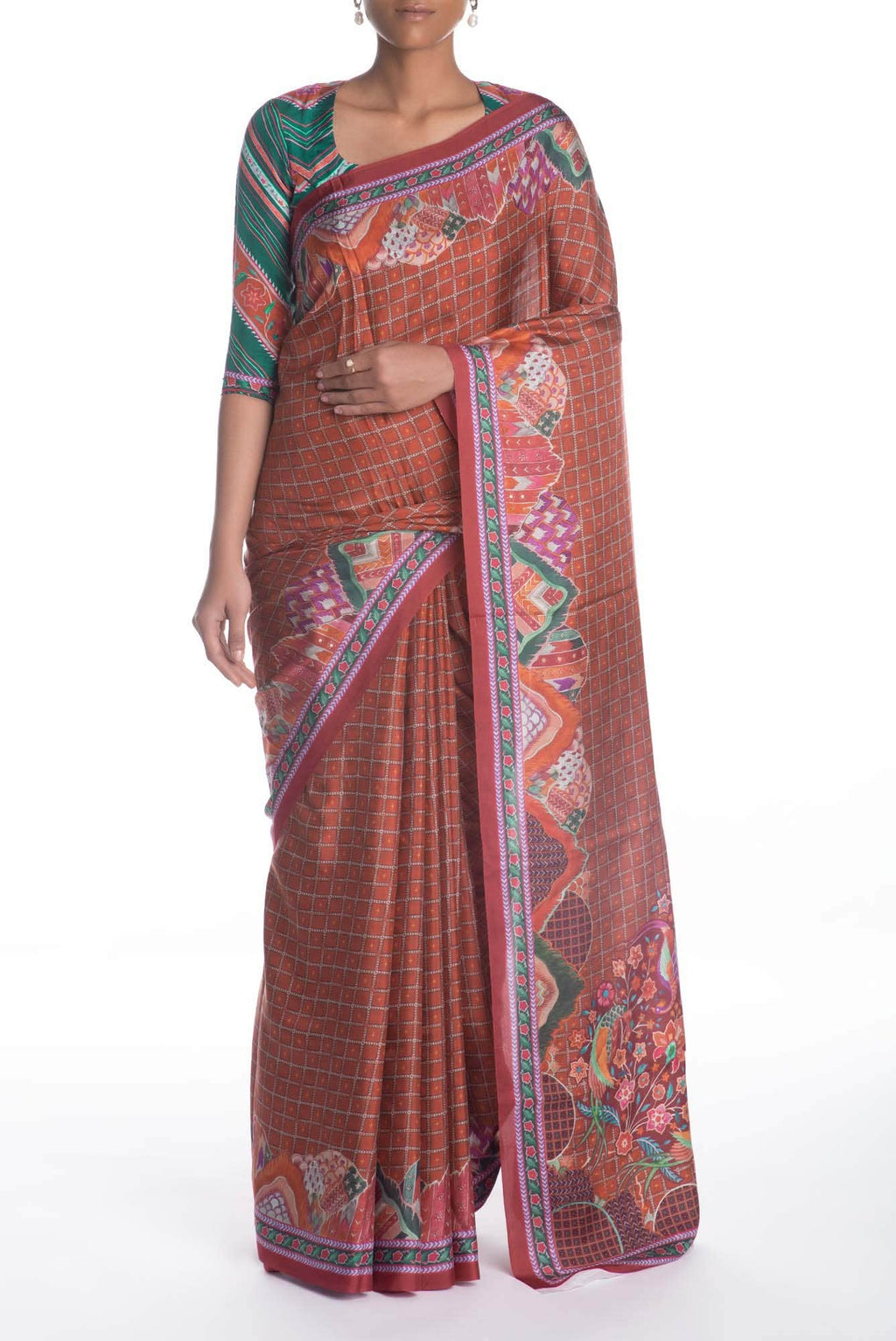 Tila orange floral design saree from Chintz Collection, Designed by Nalli