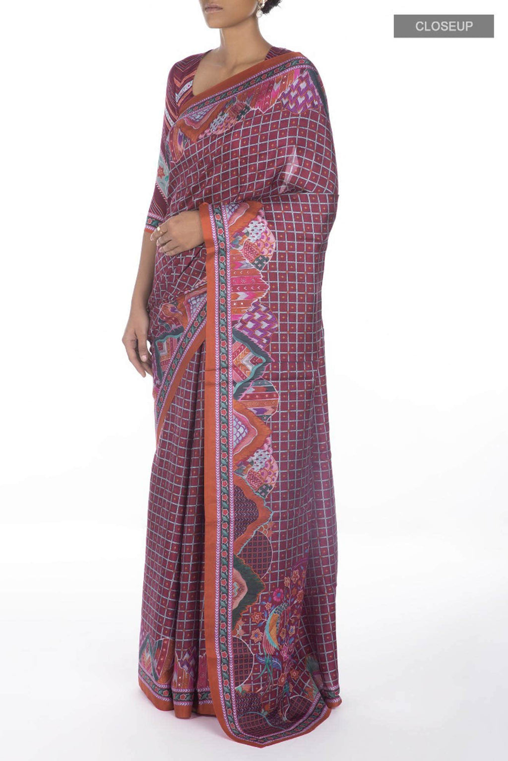 Tila Brown floral design saree from Chintz Collection, Designed by Nalli