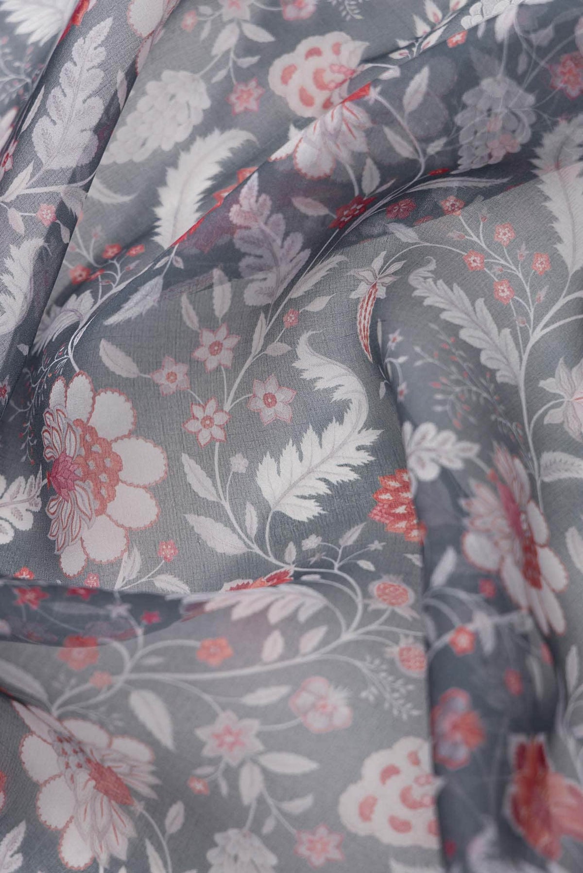 Guldasta Steel grey floral design saree from Chintz Collection, Designed by Nalli