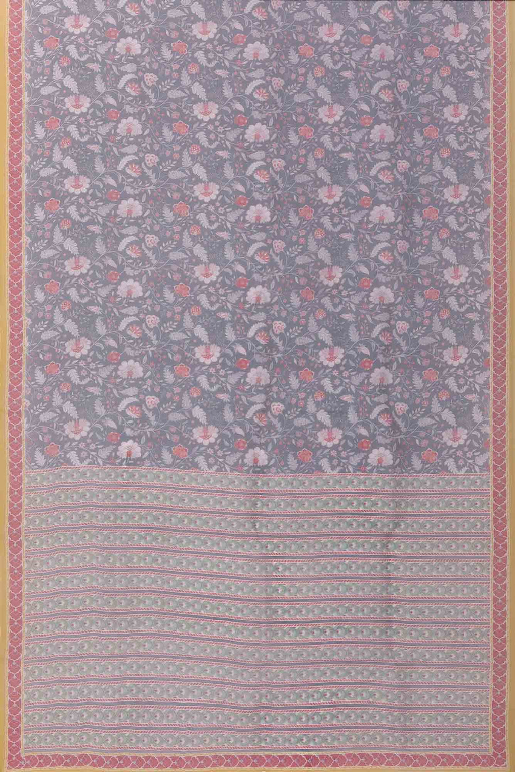 Guldasta Steel grey floral design saree from Chintz Collection, Designed by Nalli