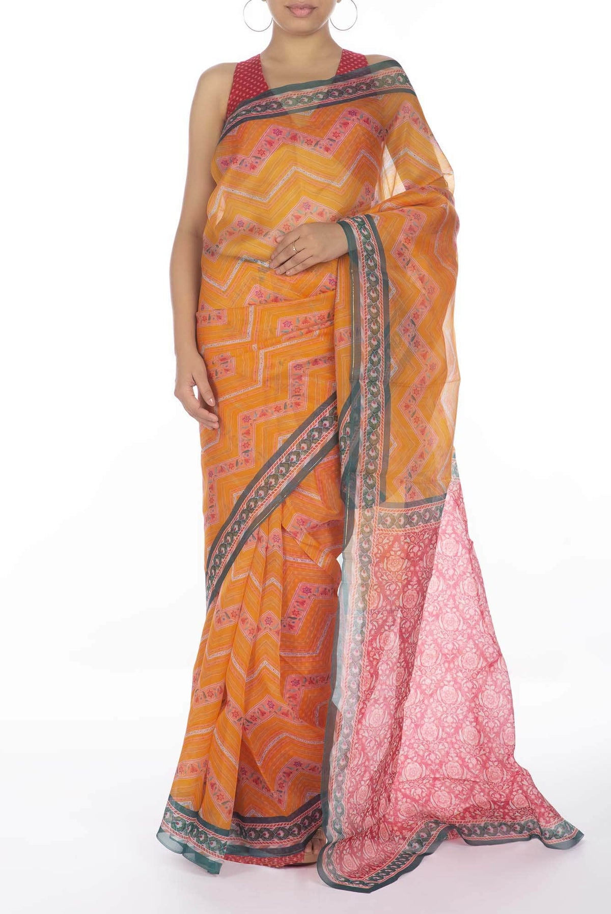 Leher yellow floral design saree from Chintz Collection, Designed by Nalli