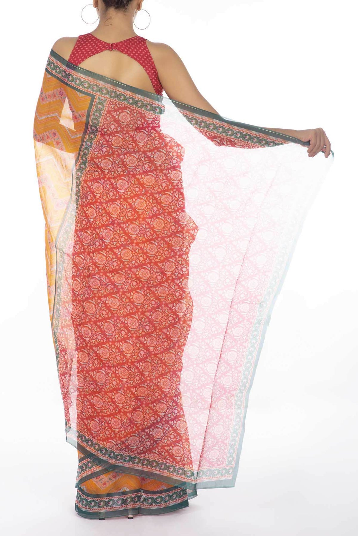 Leher yellow floral design saree from Chintz Collection, Designed by Nalli