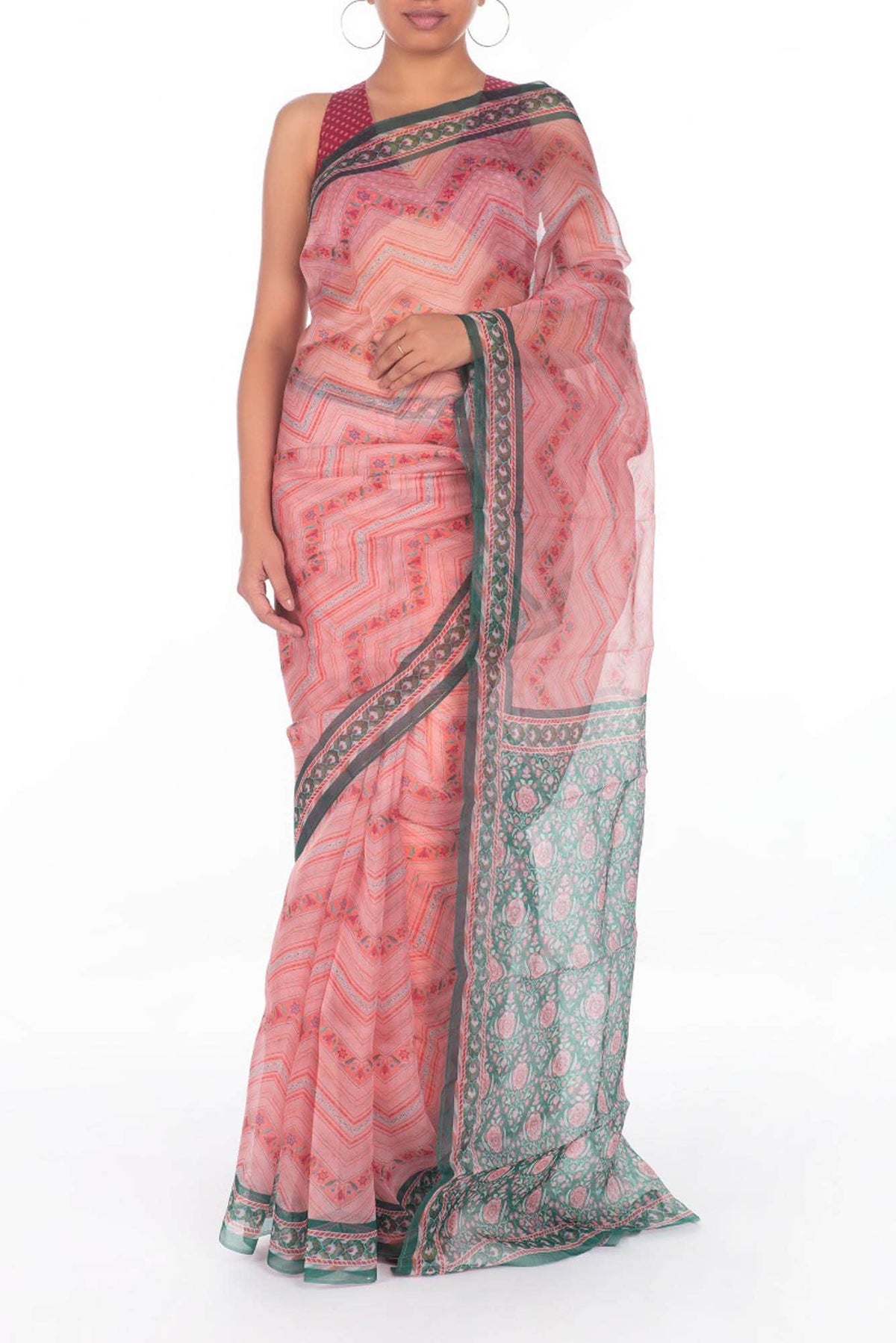 Leher Pink floral design saree from Chintz Collection, Designed by Nalli