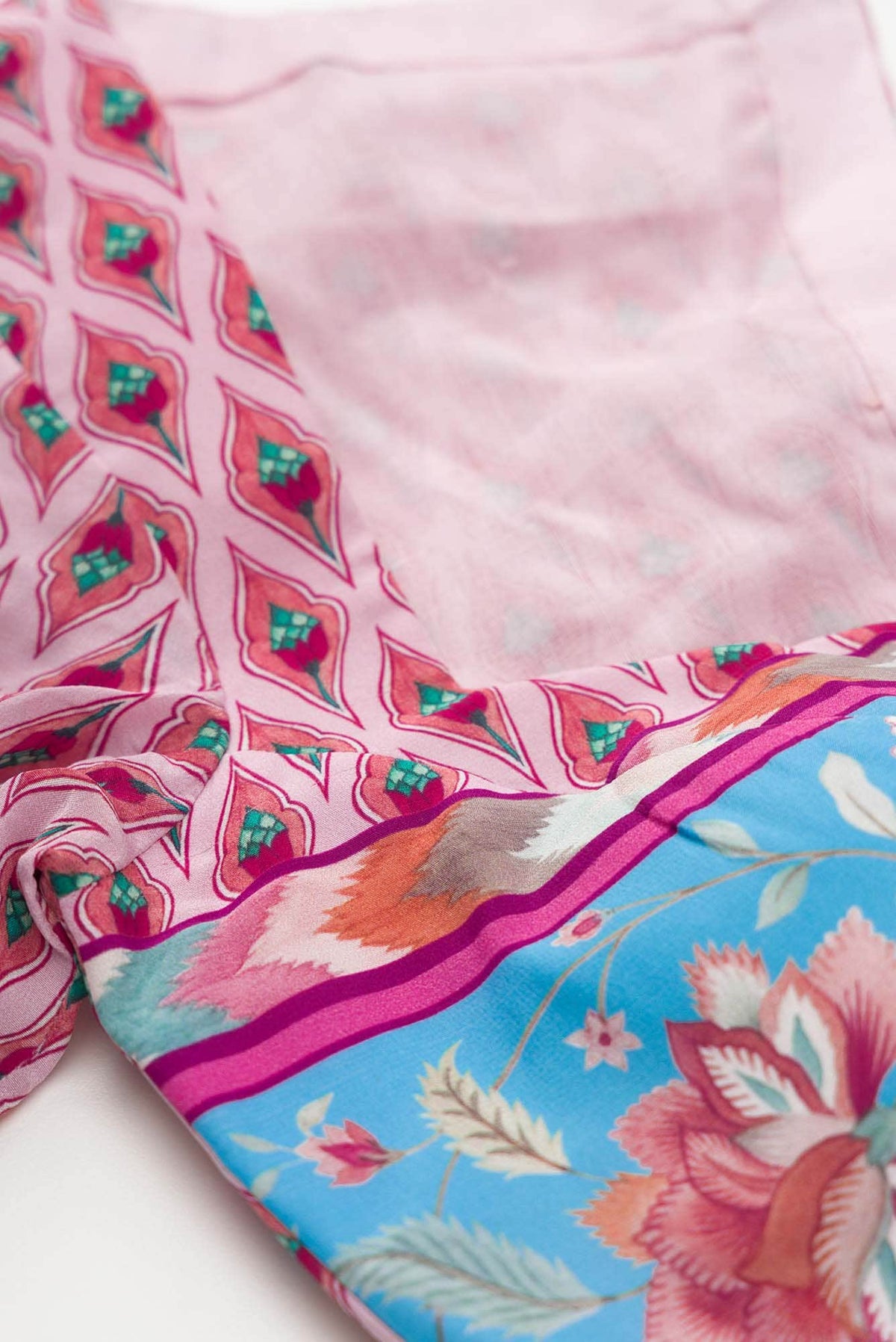 Bagicha - Sky Blue Floral design saree from Chintz Collection, Designed by Nalli
