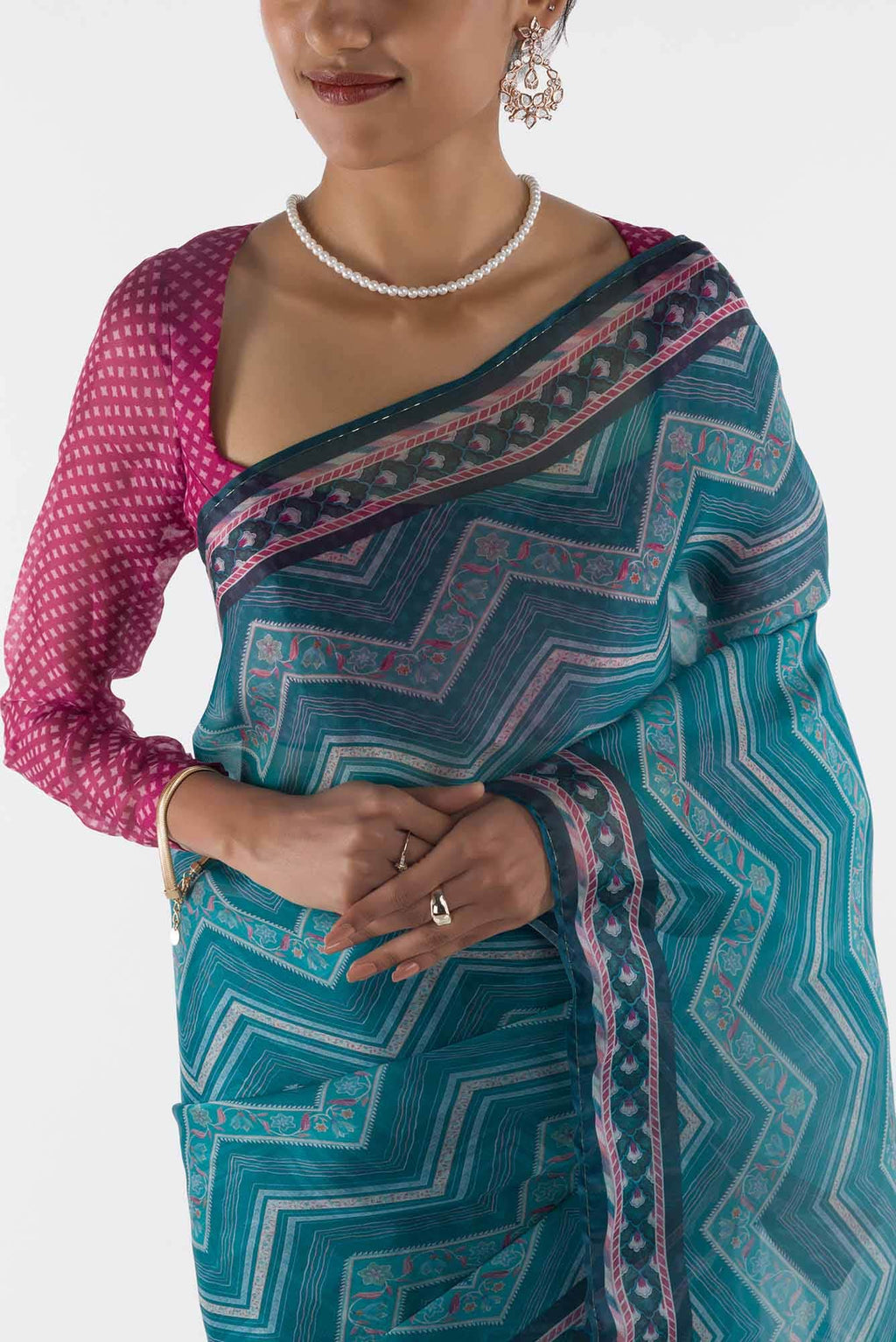Leher - Blue Floral design saree from Chintz Collection, Designed by Nalli