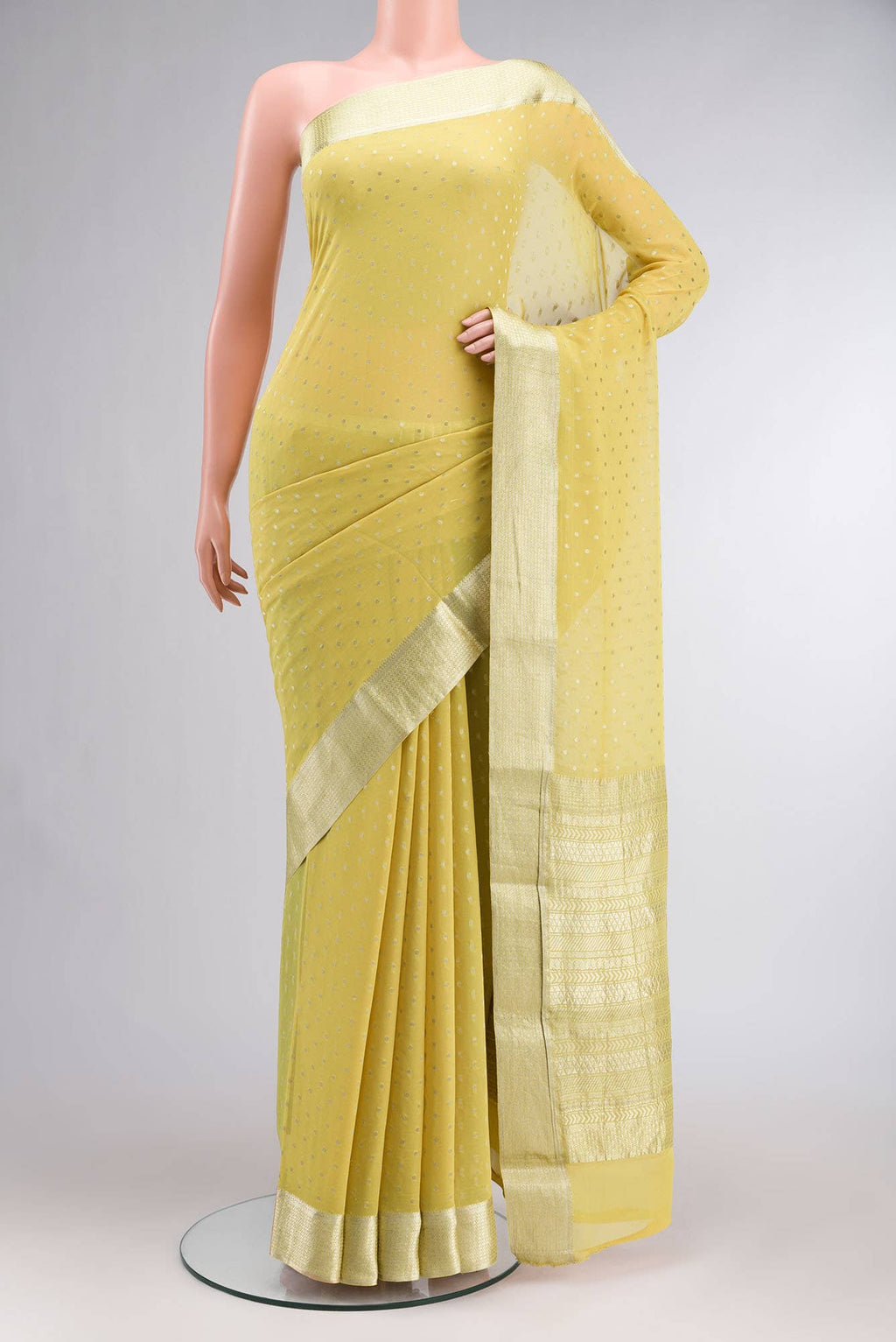 Yellow Mysore Georgette Saree