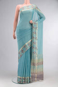 Blue Mysore Georgette Saree
